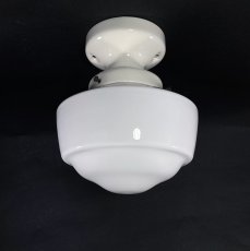 画像1:  1920's【Milk Glass＆Prcelain】School House Ceiling Light  (1)