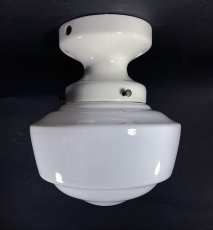 画像5:  1920's【Milk Glass＆Prcelain】School House Ceiling Light  (5)