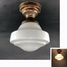 画像1:  1920-30's "Milk Glass" School House Ceiling Light  (1)