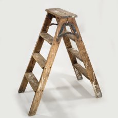 画像1: 1900-20's “Shabby Chic” German Wooden Stepladder (1)