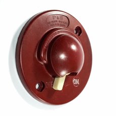 画像1: 1920-30's   ★ Art Deco ★  “ROUND” Bakelite Switch  【Wine Red】 (1)