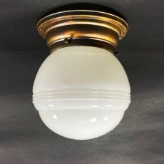 画像2: 1920's Art Deco "Milk Glass" Ceiling Light  (2)