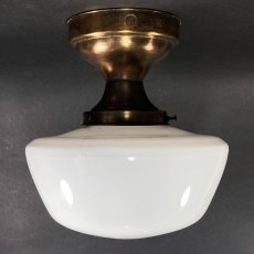 画像2: 1920's Art Deco "Milk Glass" School House Ceiling Light  (2)