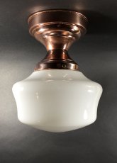 画像1:  1930's "Milk Glass" School House Ceiling Light  (1)