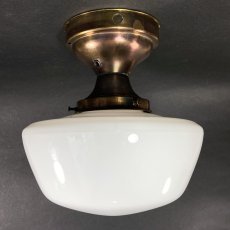 画像1: 1920's Art Deco "Milk Glass" School House Ceiling Light  (1)