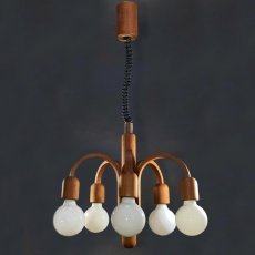 画像1: ☆レア・昇降式☆  1960's【DOMUS】German Wood Chandelier (1)