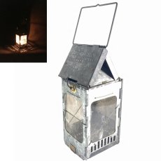 画像1: 1910-20's "Galvanized Steel" Folding Candle Lantern (1)