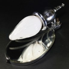 画像4: 1930's Nickel Plated Cast Brass  "Mirror" Candle Lamp【Art Deco】 (4)