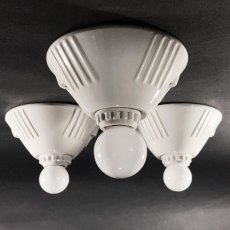 画像1: 1930's Art Deco Porcelain Bare Bulb Light　 ★超レア・３台セット★ (1)