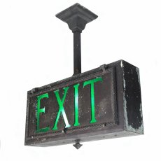 画像1: 1910-30's   “Double-Sided”Ceiling-Mounted Electric  【EXIT】Light Sign (1)