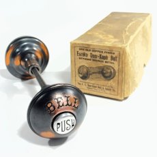 画像1: -＊Dead-Stock＊-　 ☆BELL☆PUSH☆  1900's "COMBINATION" Door Knob ＆ BELL  【Japanned】 (1)