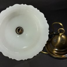 画像4: 1920-30's "Frilled Glass Shade" Chain Pendant Lamp (4)