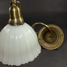 画像5: 1920-30's "Frilled Glass Shade" Chain Pendant Lamp (5)