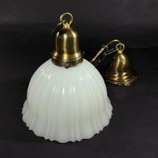 画像1: 1920-30's "Frilled Glass Shade" Chain Pendant Lamp (1)