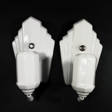 画像8: 1930-40's ★PAIR★ Art Deco Porcelain Candle Lamp (8)
