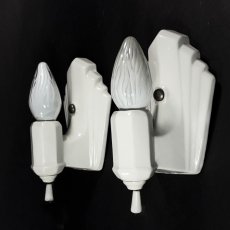 画像1: 1930-40's ★PAIR★ Art Deco Porcelain Candle Lamp (1)