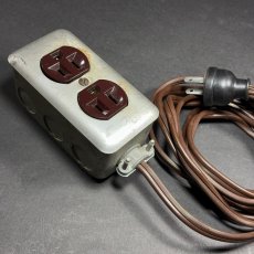 画像1: 1950-60's "Extension Cord" Steel 2-Outlet (1)