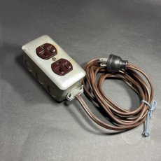 画像2: 1950-60's "Extension Cord" Steel 2-Outlet (2)