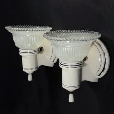 画像1: ★PAIR★  1930-40's "2-way" Porcelain Bathroom Lamp (1)