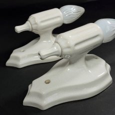 画像3: ★PAIR★   1920's Art Deco Porcelain Candle Lamp (3)