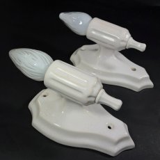 画像7: ★PAIR★   1920's Art Deco Porcelain Candle Lamp (7)