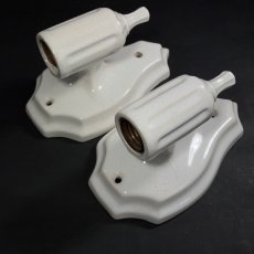 画像8: ★PAIR★   1920's Art Deco Porcelain Candle Lamp (8)