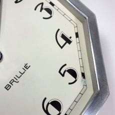 画像11:  =BRILLIE=  ★BLACK & SILVER★  1930's French Octagon Wall Clock -＊超・Mint Condition＊- (11)