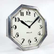画像1:  =BRILLIE=  ★BLACK & SILVER★  1930's French Octagon Wall Clock -＊超・Mint Condition＊- (1)
