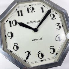 画像7:  =BRILLIE=  ★BLACK & SILVER★  1930's French Octagon Wall Clock -＊超・Mint Condition＊- (7)