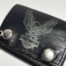 画像2: 1990's ☆Harley Davidson☆  Eagle Black Leather Tri-Fold Snap Button Wallet (2)