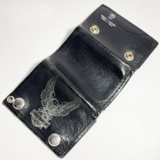 画像6: 1990's ☆Harley Davidson☆  Eagle Black Leather Tri-Fold Snap Button Wallet (6)