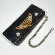 画像2: 1980-1990's  ⚡️Harley Davidson⚡️  Black Leather Long Wallet /w Steel Chain (2)