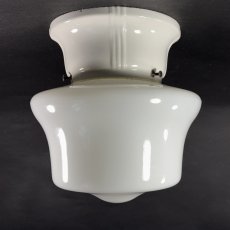 画像2:  ★Milk Glass ＆ Porcelain ★  1920-30's School House Ceiling Light  (2)