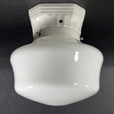 画像3:  ★Milk Glass ＆ Porcelain ★  1920-30's School House Ceiling Light  (3)