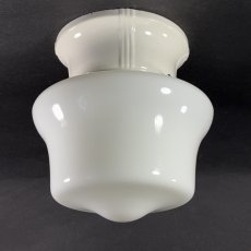 画像1:  ★Milk Glass ＆ Porcelain ★  1920-30's School House Ceiling Light  (1)