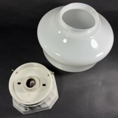 画像6:  ★Milk Glass ＆ Porcelain ★  1920-30's School House Ceiling Light  (6)