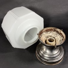 画像8:  ★ Skyscraper ★  1930's Milk Glass Ceiling Light  (8)