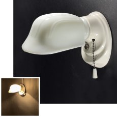 画像1: 1920-30's Art Deco Bathroom Lamp  ★Porcelain ＆ Milk Glass★ (1)