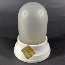 画像2: -＊Dead-Stock＊-  1930's Art Deco Porcelain "2-tone Glass" Bathroom Lamp (2)