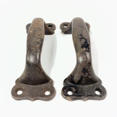 画像2: 1900-1920's "BIG" Pair Iron Handles (2)