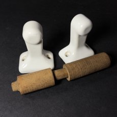画像5: 1920's  "Porcelain Brackets × Wood roller"  Toilet Paper Holder (5)