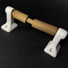 画像4: 1920's  "Porcelain Brackets × Wood roller"  Toilet Paper Holder (4)