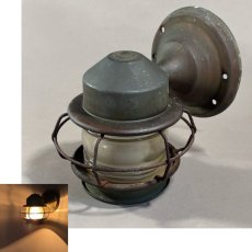 画像1: 1930-40's "Shabby" Caged Porch Lamp (1)