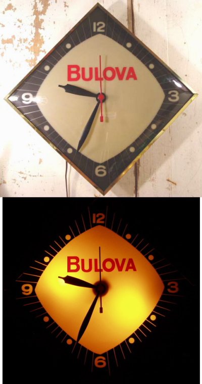 画像1:  50's BULOVA "Diamond Shape" Light Wall Clock