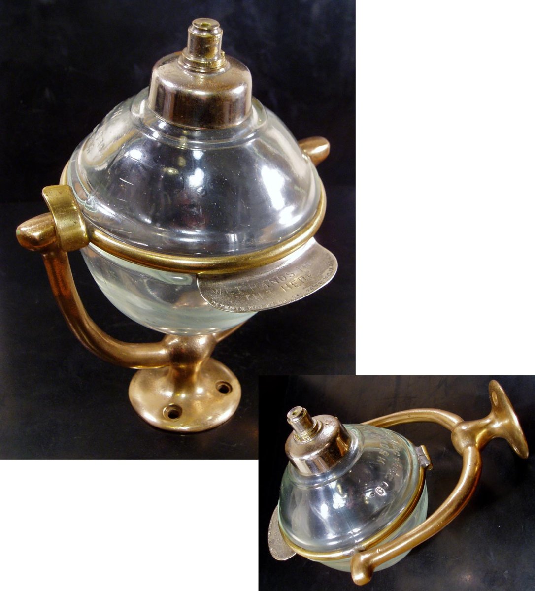 画像1: 1910-20's "N.Y." Glass Liquid Soap Dispenser (1)