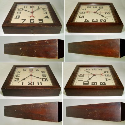 画像3: 1930-40's "Art-Deco" Wood Case Wall Clock