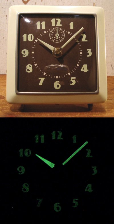 画像1: 1940's Art-Deco Ivory "Glow" Desk Clock