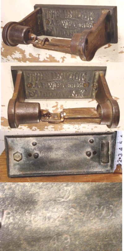 画像1: 1890-1910's Cast Iron "Mechanical" Toilet Paper Holder
