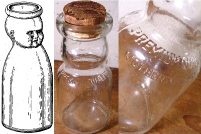 画像1: 1930's "Baby Face" Glass Milk Bottle