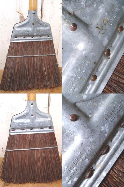 画像1: Illinois Central Railroad “I.C.R.R” Long Broom w/ Scraper